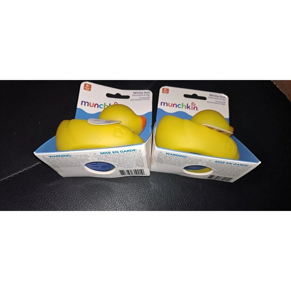 2- Munchkin Safety Bath Ducky White Hot Water Alert Yellow Rubber Duck NEW NIP